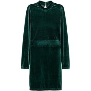 HM Velvet Green Fitted Dress (6)